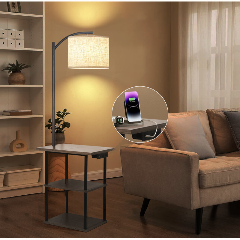 Wrought Studio Kartrina 59.84 Tray Table Floor Lamp with USB Type C AC Port Reviews Wayfair
